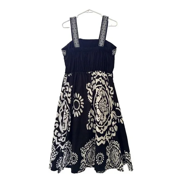 Women's Black & White Sun Dress | Resort Vacay Floral Medallion Print | … - Picture 4 of 16